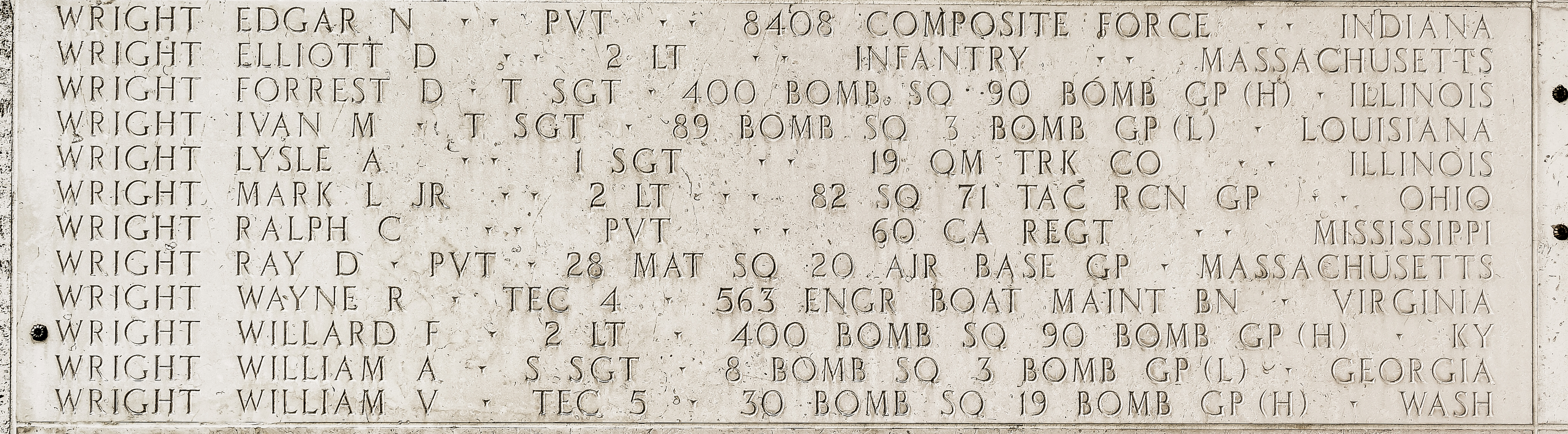 Forrest D. Wright, Technical Sergeant